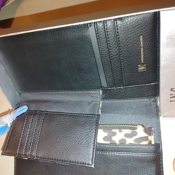 INC Microsuede Leopard Print Clutch Wallet Passport Zipper Case Zip Pouch - Picture 5 of 8